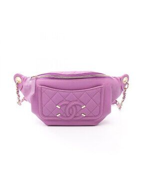 Chanel Waist Bag CC Filigree Purple Caviar Leather CC Quilted